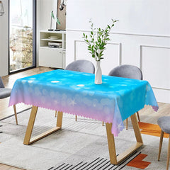 Lofaris Blue Gradient Pink Glitter Bokeh Rectangle Tablecloth