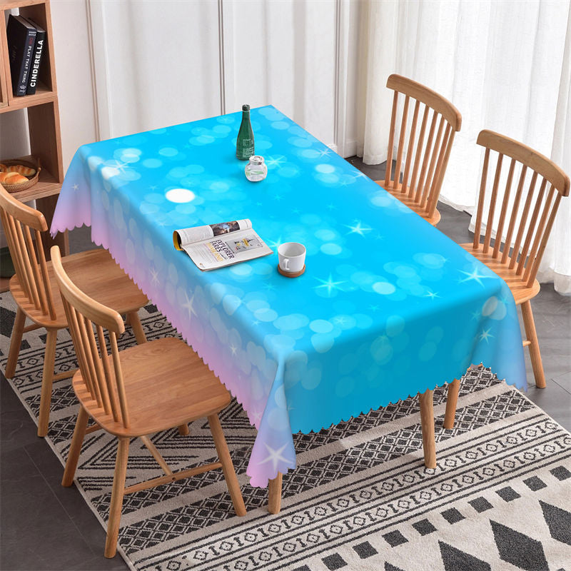 Lofaris Blue Gradient Pink Glitter Bokeh Rectangle Tablecloth