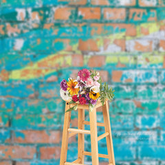 Lofaris Blue Graffiti Brick Wall Portrait Studio Backdrop