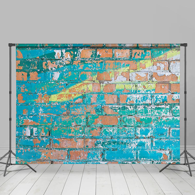 Lofaris Blue Graffiti Shabby Brick Wall Photoshoot Backdrop