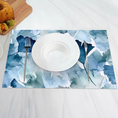 Lofaris Blue Green Water Color Leaves Set Of 4 Placemats