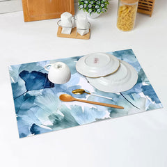 Lofaris Blue Green Water Color Leaves Set Of 4 Placemats