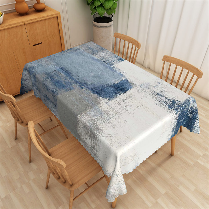 Lofaris Blue Grey Abstract Art Painting Waterproof Tablecloth