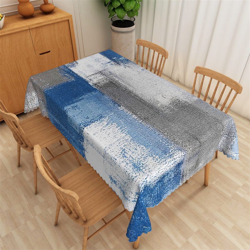 Lofaris Blue Grey Distressed Style Rectangle Tablecloth