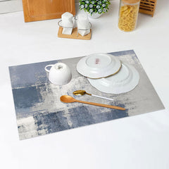 Lofaris Blue Grey Oil Painting Abstract Set Of 4 Placemats