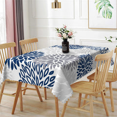 Lofaris Blue Grey Repeat Petal Lines Rectangle Tablecloth