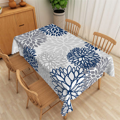 Lofaris Blue Grey Repeat Petal Lines Rectangle Tablecloth