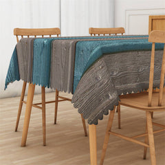 Lofaris Blue Grey Wood Texture Kitchen Rectangle Tablecloth