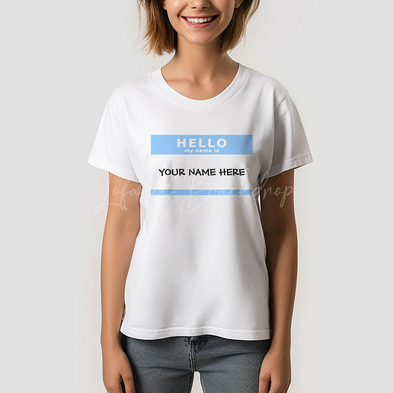 Lofaris Blue Hello My Name is Personalized T-Shirt