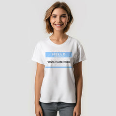 Lofaris Blue Hello My Name is Personalized T-Shirt