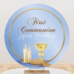 Lofaris Blue Holy Grail First Communion Baptism Backdrop