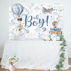 Lofaris Blue Hot Air Balloon Baggage Baby Shower Backdrop