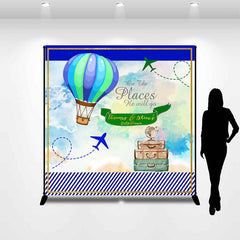 Lofaris Blue Hot Air Balloon Custom Baby Shower Backdrop