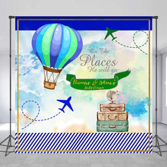 Lofaris Blue Hot Air Balloon Custom Baby Shower Backdrop