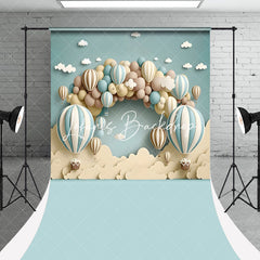 Lofaris Blue Hot Air Balloons Clouds Sweep Photo Backdrop