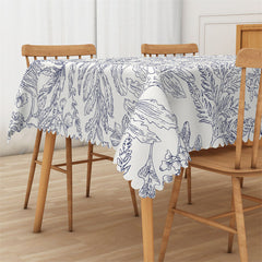 Lofaris Blue Leafage Vintage Artistic Rectangle Tablecloth