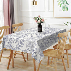 Lofaris Blue Leafage Vintage Artistic Rectangle Tablecloth