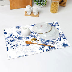 Lofaris Blue Leaves Floral Faded Dining Set Of 4 Placemats