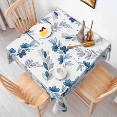 Lofaris Blue Leaves Pattern Elegant Dining Square Tablecloth