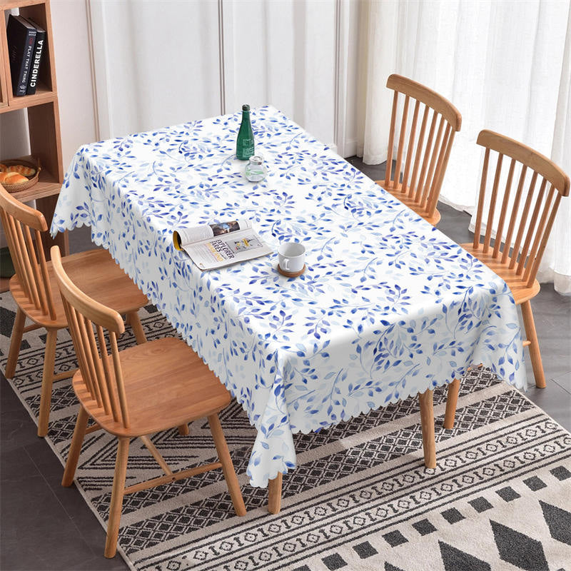 Lofaris Blue Leaves Retro Decorative Rectangle Tablecloth