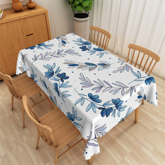 Lofaris Blue Leaves Watercolor Picnic Rectangle Tablecloth