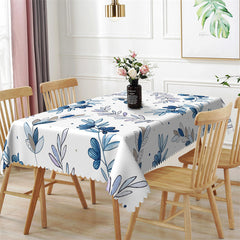 Lofaris Blue Leaves Watercolor Picnic Rectangle Tablecloth