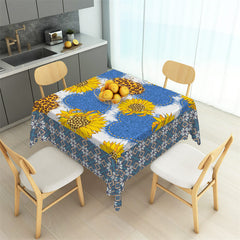 Lofaris Blue Leopard Print Heart Floral Square Tablecloth