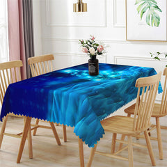 Lofaris Blue Light Galaxy Rectangle Tablecloth for Restaurant