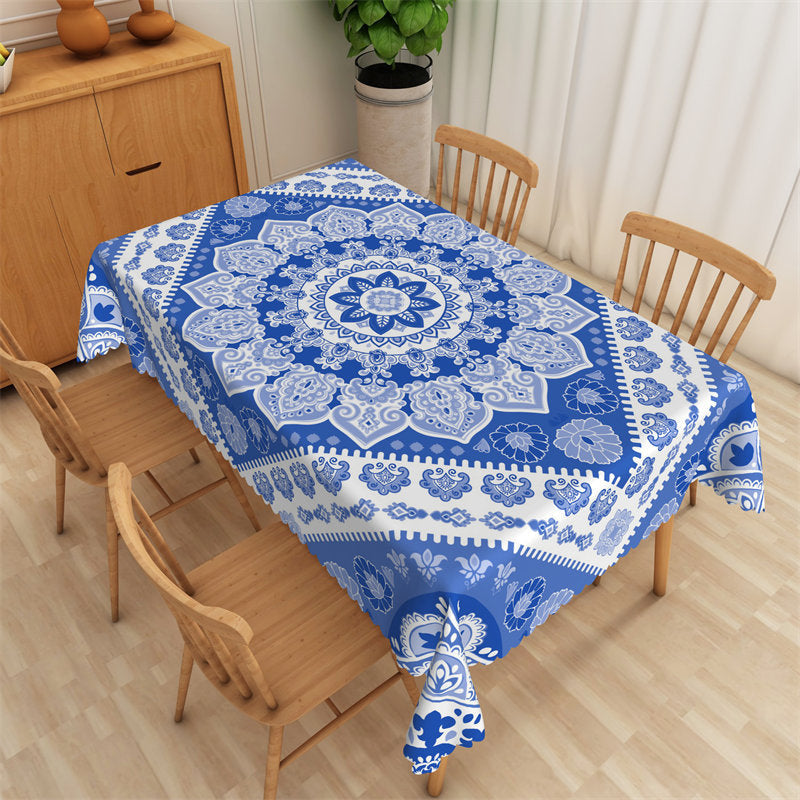 Lofaris Blue Manda Pattern Artistic Waterproof Tablecloth