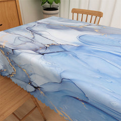 Lofaris Blue Marble Texture Rectangle Tablecloth For Party