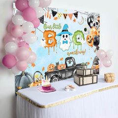 Lofaris Blue Melted Cute Boo Halloween Baby Shower Backdrop