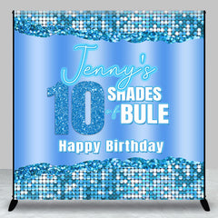 Lofaris Blue Metal Texture Glitter Custom Birthday Backdrop