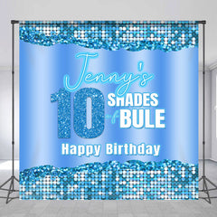 Lofaris Blue Metal Texture Glitter Custom Birthday Backdrop