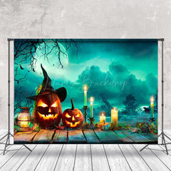 Lofaris Blue Moon Clouds Pumpkin Candles Halloween Backdrop