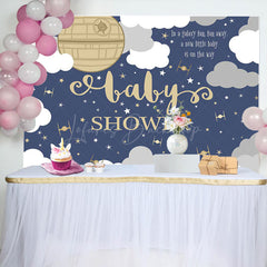 Lofaris Blue Night Sky Clouds Galaxy Baby Shower Backdrop