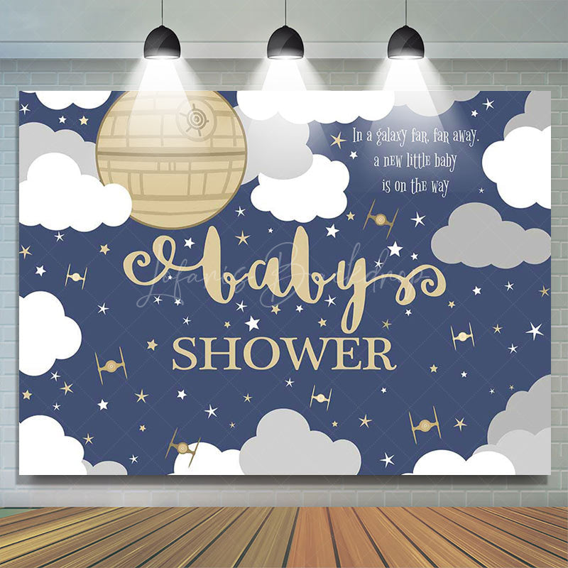 Lofaris Blue Night Sky Clouds Galaxy Baby Shower Backdrop