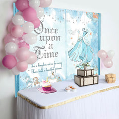 Lofaris Blue Opening Book Cinderella Girl Birthday Backdrop