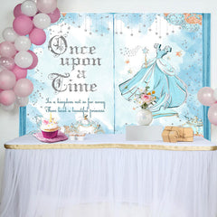 Lofaris Blue Opening Book Cinderella Girl Birthday Backdrop