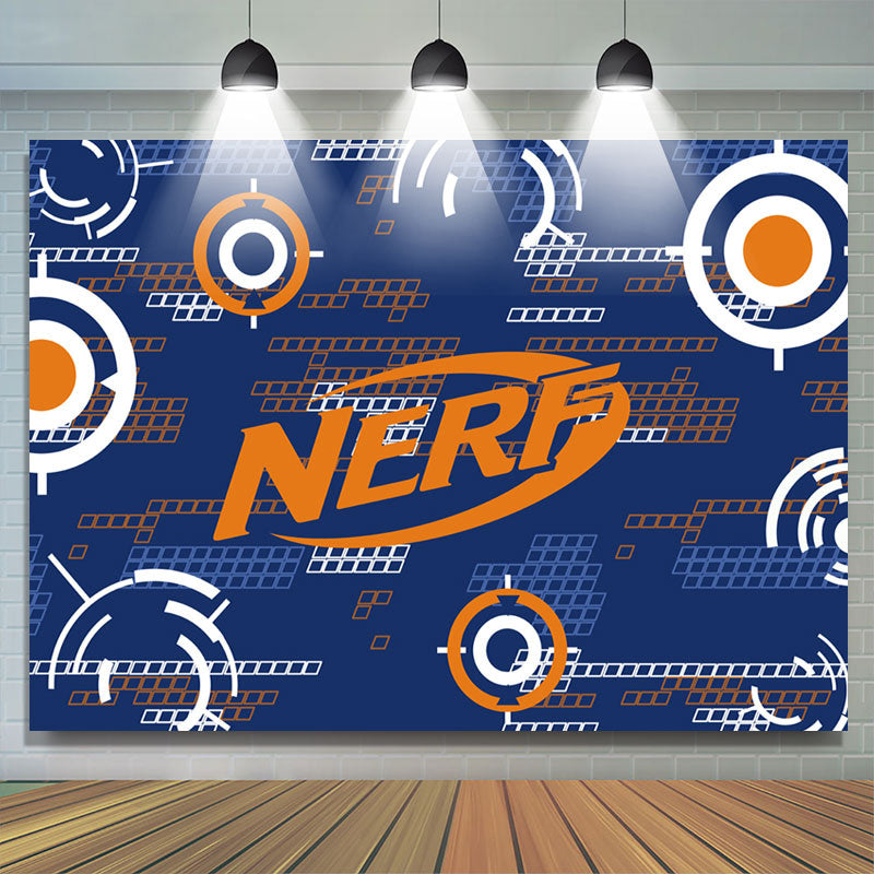 Lofaris Blue Orange Nerf Theme Game Party Backdrop For Boy