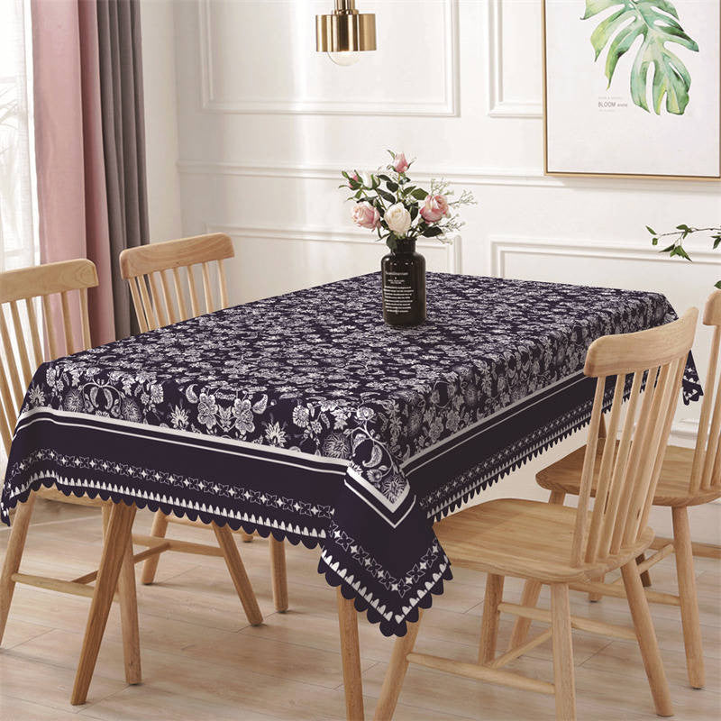 Lofaris Blue Pattern Vintage Ethnic Rectangle Tablecloth