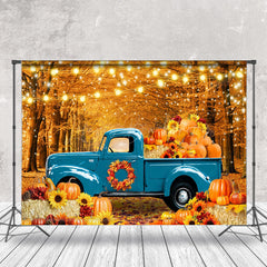 Lofaris Blue Pickup Pumpkin Autumn Harvest Photo Backdrop