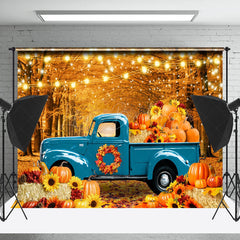 Lofaris Blue Pickup Pumpkin Autumn Harvest Photo Backdrop