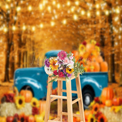 Lofaris Blue Pickup Pumpkin Autumn Harvest Photo Backdrop