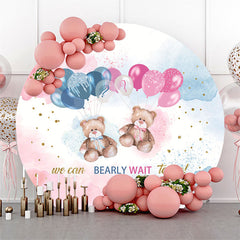 Lofaris Blue Pink Bearly Wait Round Gender Reveal Backdrop