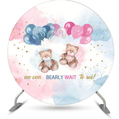 Lofaris Blue Pink Bearly Wait Round Gender Reveal Backdrop