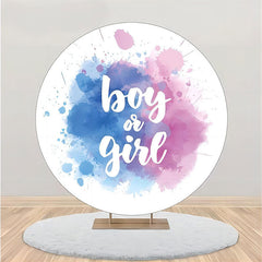 Lofaris Blue Pink Boy Or Girl Round Gender Reveal Backdrop