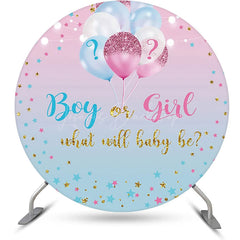 Lofaris Blue Pink Gradient Star Round Gender Reveal Backdrop