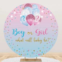 Lofaris Blue Pink Gradient Star Round Gender Reveal Backdrop