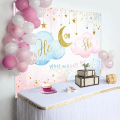 Lofaris Blue Pink He Or She Cloud Gender Reveal Backdrop