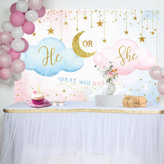 Lofaris Blue Pink He Or She Cloud Gender Reveal Backdrop